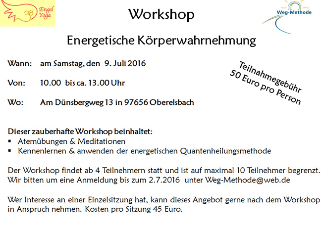 Workshop Energetische K�rperwahrnehmung